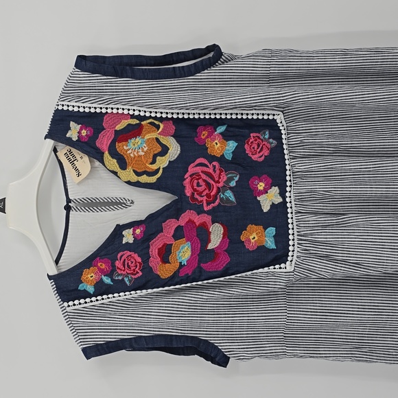 Savanna Jane Down to Georgia Blue Striped Mini Dress Size 1X - Picture 2 of 9